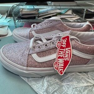Vans Pink Glitter Sneakers with White Trim